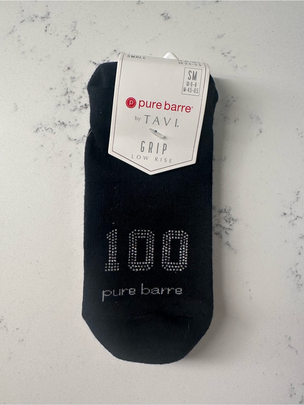 NWT Tavi Pure Barre 100 Black Low Rise Grip Socks Small (6-8)